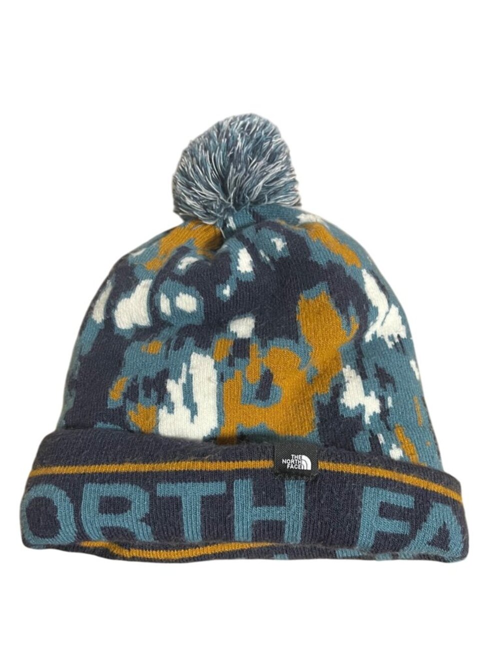 The North Face Ski Tuke Winter Pom Beanie Retro Colorful Abstract Camo One Size